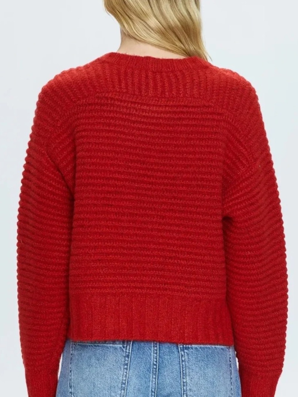 Pistola Adina Everyday Waffle Knit Raglan Sweater in Rouge, Size Large - Picture 2 of 8